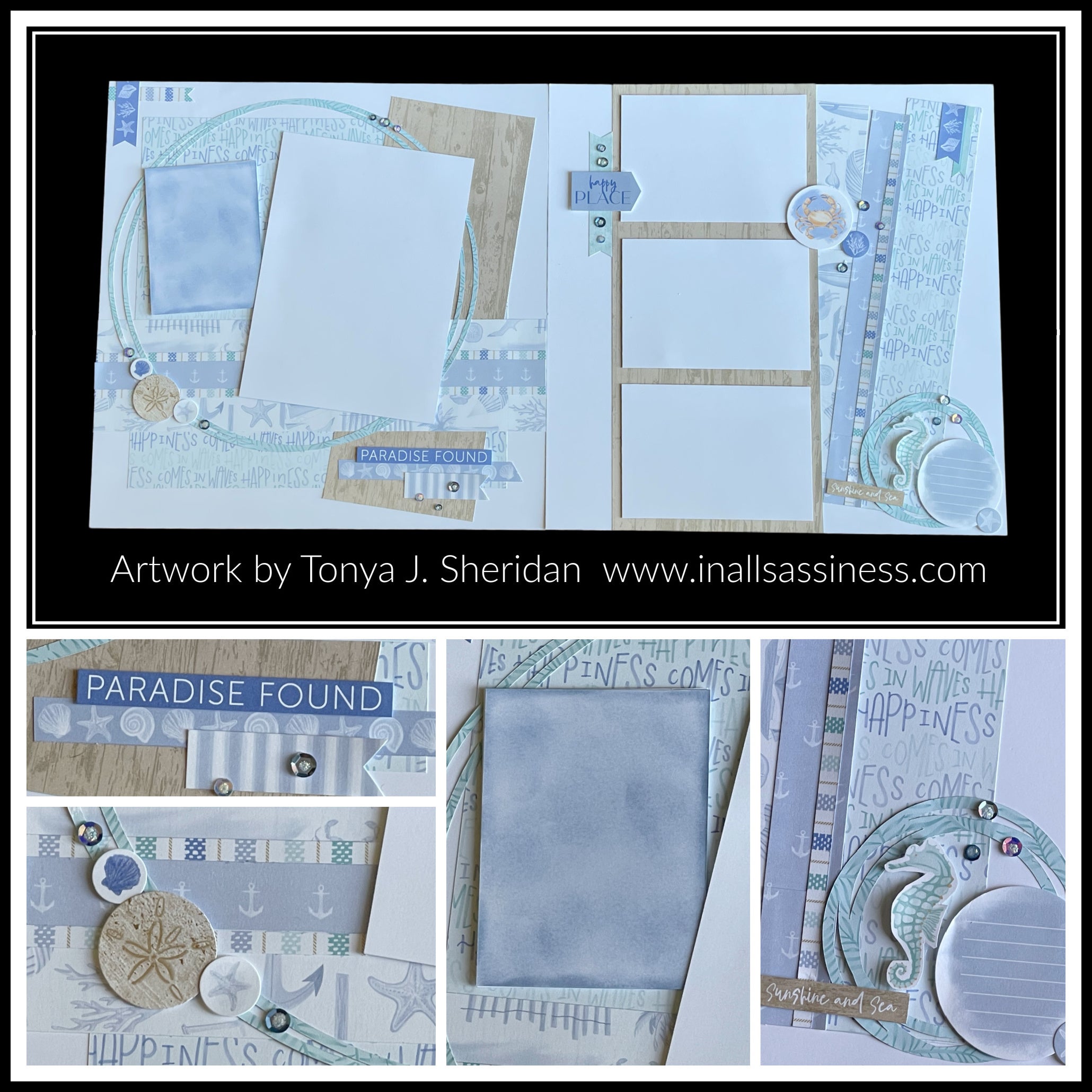 Paradise Found,Travel themed 2 page Scrapbooking Layout Kit, DIY